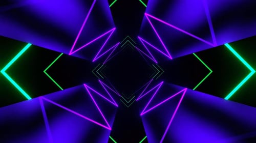 Purple And Turquoise Neon Light Moving Tunnel Background Vj Loop In 4K