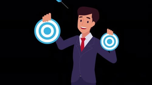 Happy Corporate Man Done His Job As Vison And Mission Alpha Channel