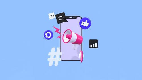 Animated 3D Smartphone with Marketing and Social Media Icons