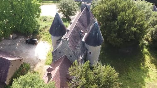 Drone Over The Castle In Dordogne