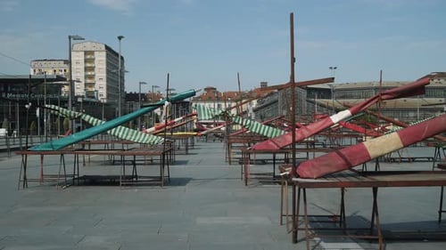 Empty Torino market. No people in the marketplace.