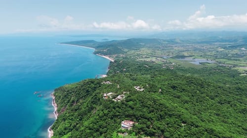 Impressive Aerial View From Lo De Marcos To Guayabitos, With Coral Island In The Background, Mexico