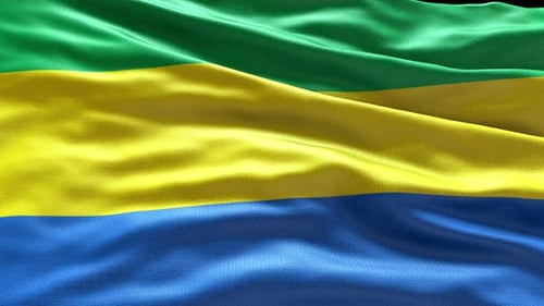 Waving Flag of Gabon Realistic Fabric Animation