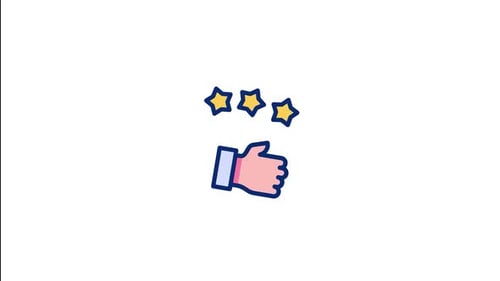 Flat Design Thumb Up and Star Feedback Animation
