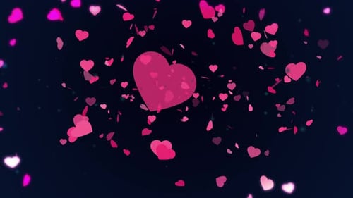 Pink Heart Shape Floating on Black Background