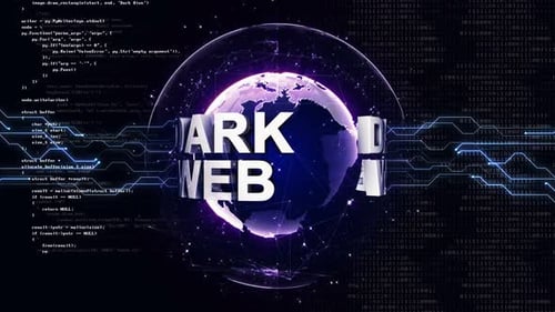 DARK WEB Text Around the Earth and Tech Background, Loop