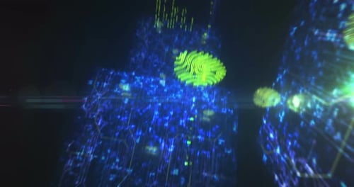 Fingerprint cyber id security and identity symbols loop cyber concept