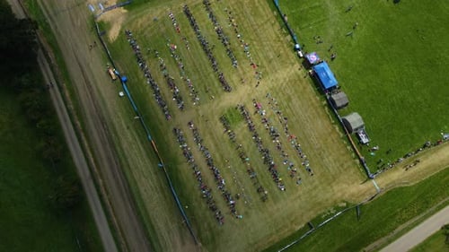 Triathlon competition held at Belvoir Castle, Aerial view.
