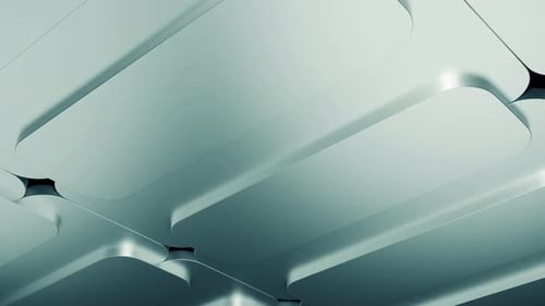 Architecture intérieure calme moderne, grille répétitive de carreaux de plafond modulaires souples dans un intérieur calme