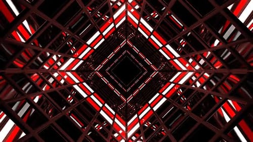 Red And White Screen Square Light Tunnel Background Vj Loop In HD