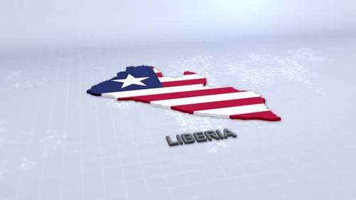 Modern Animated 3D Map of Liberia with Flag and Country Name