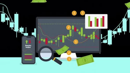 trading statistics, market price movements, stock exchange data 4k animation