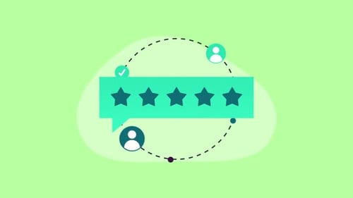 Flat Design Five Star Rating System with User Icons Animation