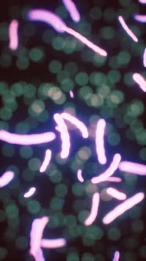 Virus Cells or Bacterias Under Microscope