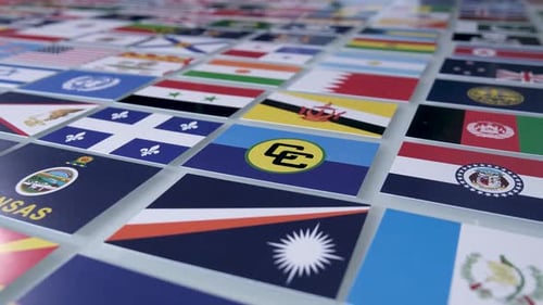 Tracking Shot of World Flags