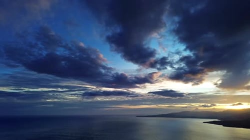Sunset Aerial Over Calm Sea Waters