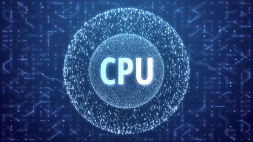CPU Concept over Matrix sphere on circuitry background.