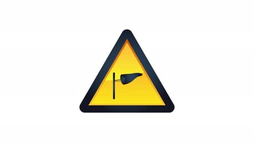 Windsock Warning Sign Animation for Strong Wind Conditions