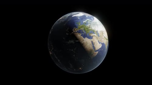 Earth Rotation Day Night Cycle with City Lights From Space