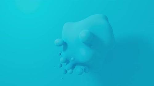 Fluid Abstract Blue Spheres Floating and Blending Metaballs Looping Motion 3d Render