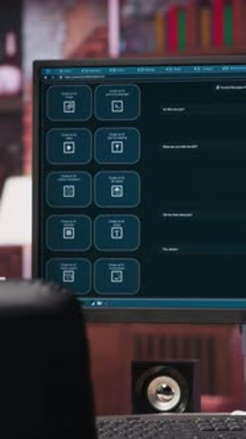 Vertical Video Computer Setup in Bright Apartment Showing Large Language Model Program