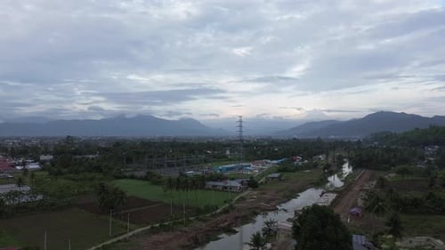 Aerial view of a high voltage substation