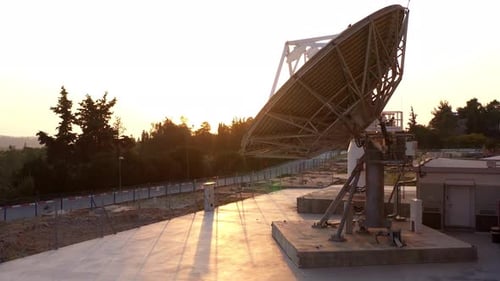 Satellite Dish at sunset- Aerial view