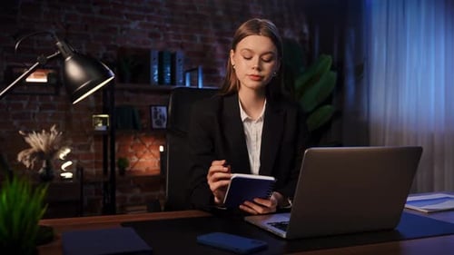 Focused Professional Writing Notes in Modern Office