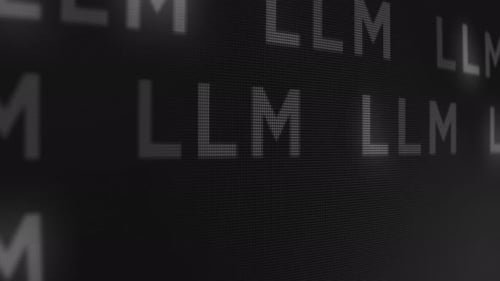 Futuristic LLM Text Loop on Digital Screen