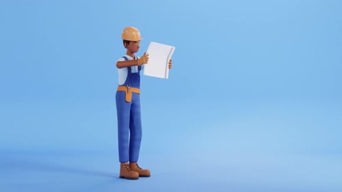 Анимация персонажей Builder. Рабочий на строительной площадке, разнорабочий или сантехник