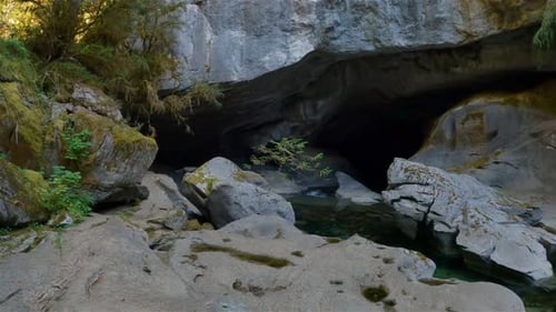 Canadian Nature Landscape Inside a Cave with River