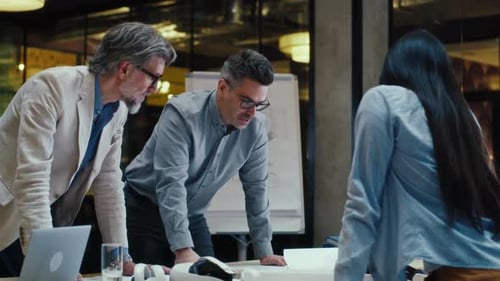 Office Workers Discussing Business Strategy at Meeting