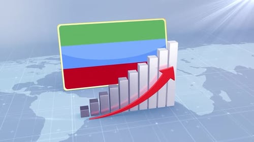 Animated Corporate Growth Bar Chart with Flag