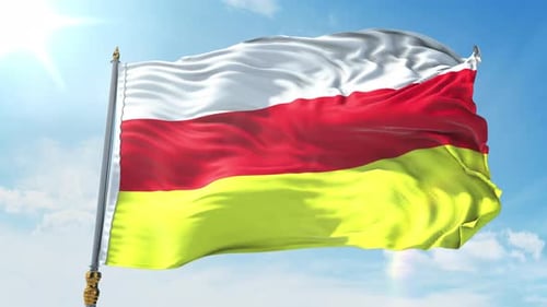 South Ossetia Flag Waving in Realistic Loop Animation