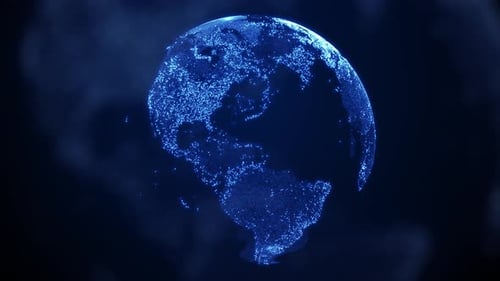 Rotating Digital Earth Global Network Animation