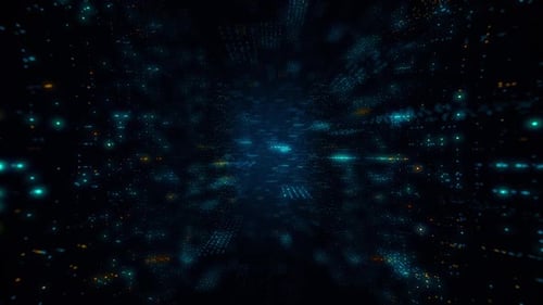 Concept of digital computer networking tunnel in futuristic technology concept