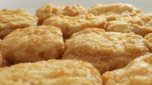 Chicken nuggets in 4K video.