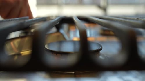 Stove Lighting Up Morning Breakfast Sunlight Modern Gas Stove