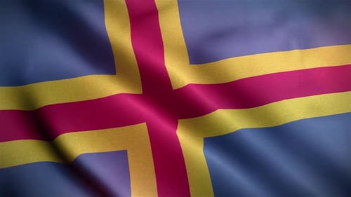 Waving Åland Flag Animation with Subtle Lighting Effects