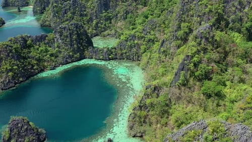 Aerial view of the lagoons of Coron Island