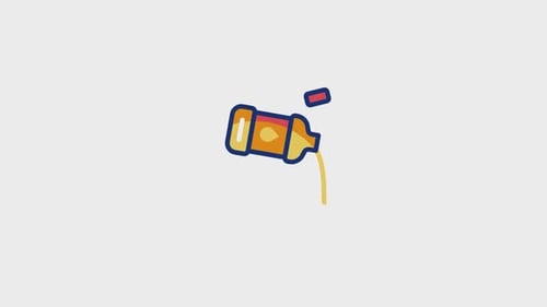 Animated Bottle Icon Pouring Liquid Flat Design