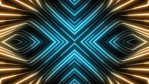 Dynamic neon tunnel loop with vibrant blue and orange glow effect