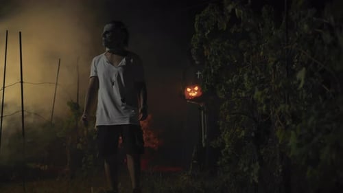 Monster And Monk For Halloween Mystery Night In Cemetery