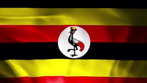 Realistic Waving Flag of Uganda Loop Background Animation