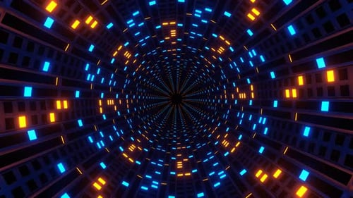 Orange And Blue Neon Circular Light Strobe Tunnel Background Vj Loop In 4K