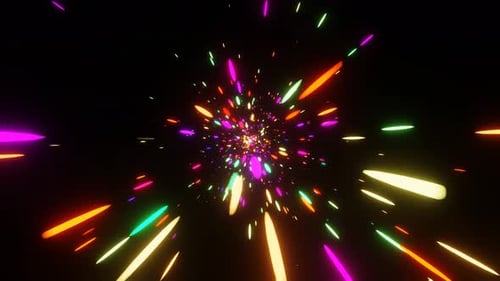 Color Pulsating Rays or Beams From the Center Like Lasers on Black Background