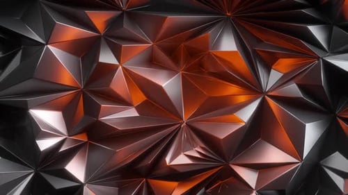 Dynamische geometrische Formen, die sich mit orangefarbenen Lichteffekten verändern