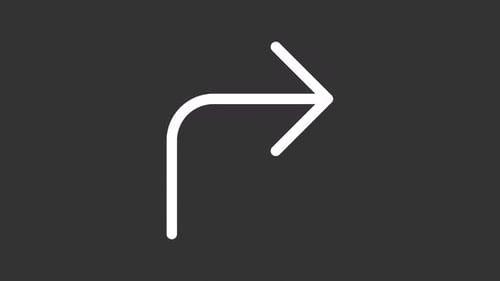 Animated thin line right turn arrow icon