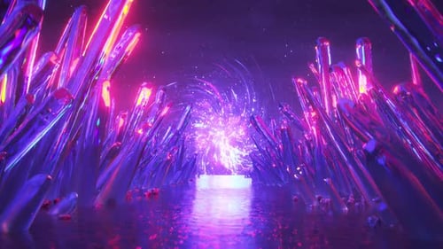 Science-Fiction-Weg mit kosmischen Kristallmineralien. Konzept für den Weltraumabbau. Nahtlose Schleife