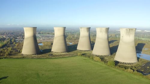 Drone shot of coal power plant. Nuclear power plant.